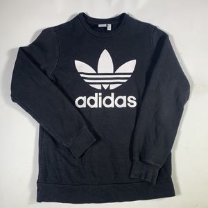 Adidas Originals Trefoil Crew Sweatshirt Youth XL Black Pullover Sweatshirt